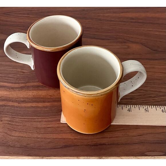 Vintage Ji Stonecrest Mug Set - Margaret F2 Gale F4 Orange Brown Cup Coffee Tea - Picture 13 of 13